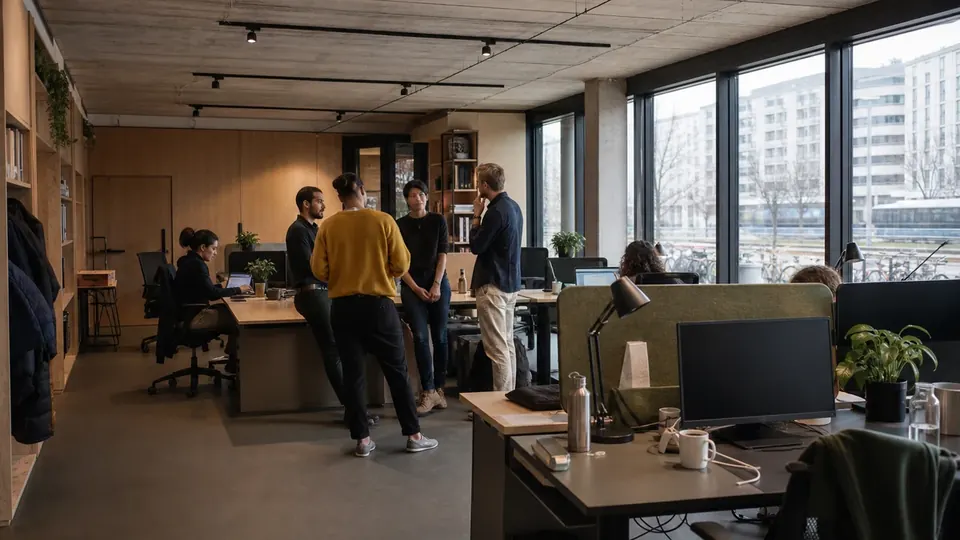 Product team collaborating in a Berlin workspace